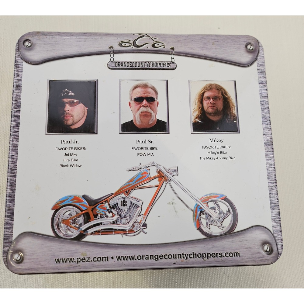 Orange County Choppers Pez Gift Set American Chopper Paul Sr Jr Mikey Tin‎ 2006 - Picture 5 of 11